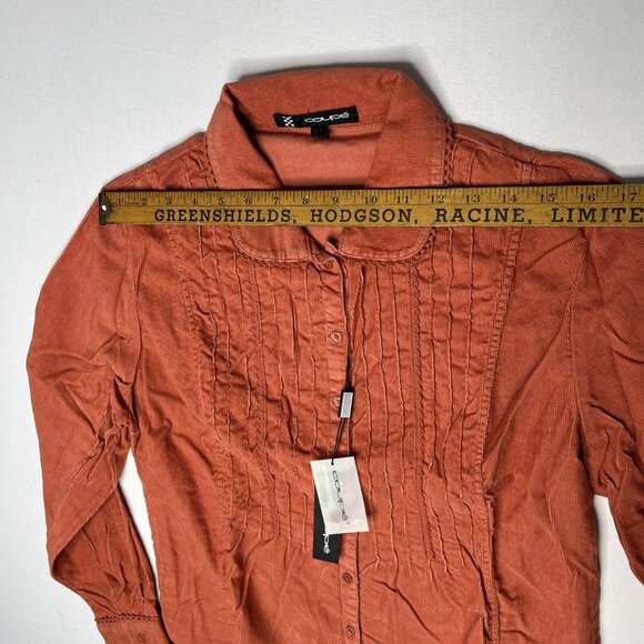 Coupé Corduroy Shirt Long Sleeve Button Up Burnt Orange Size XL Womens 90s Y2K - Picture 7 of 11